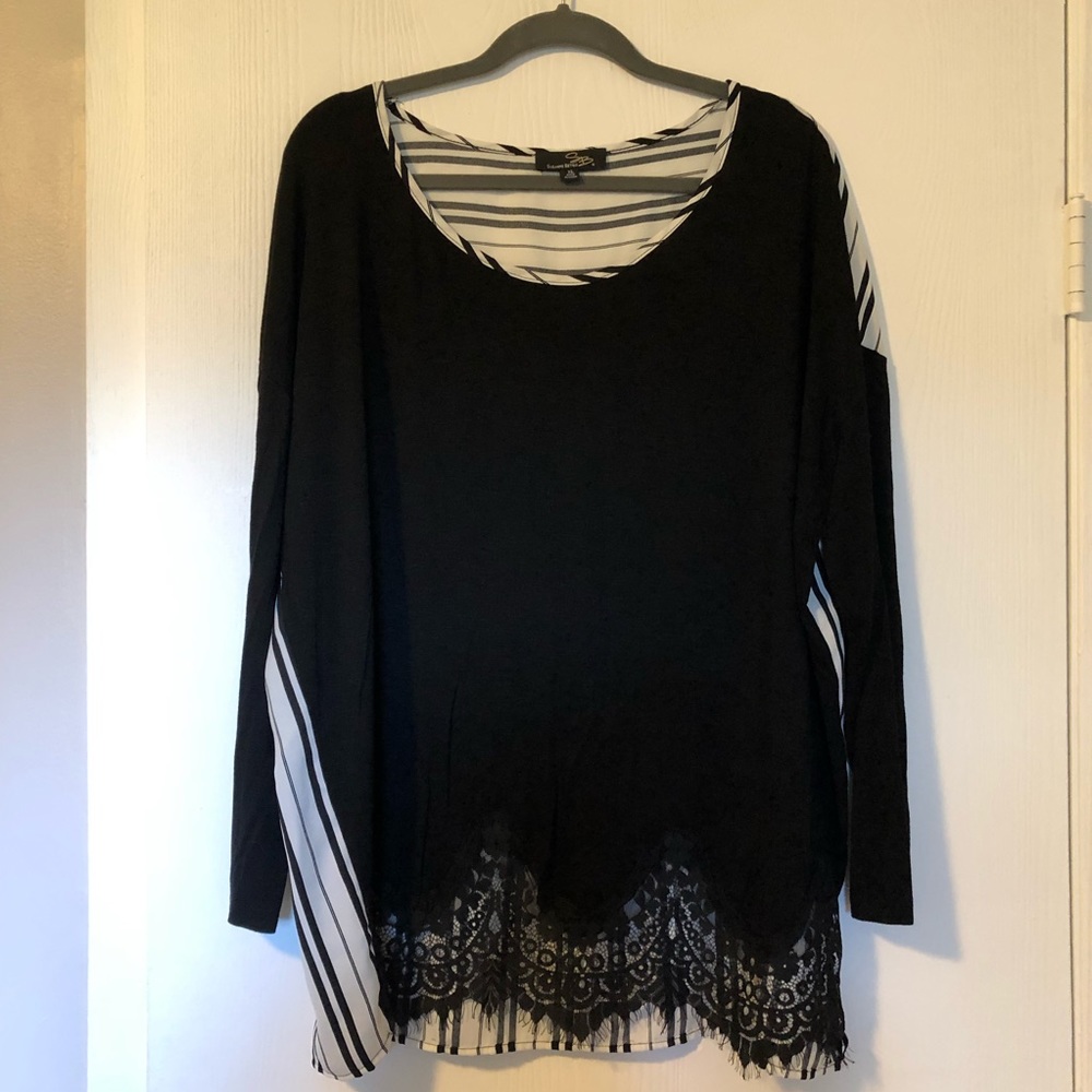Striped lace top